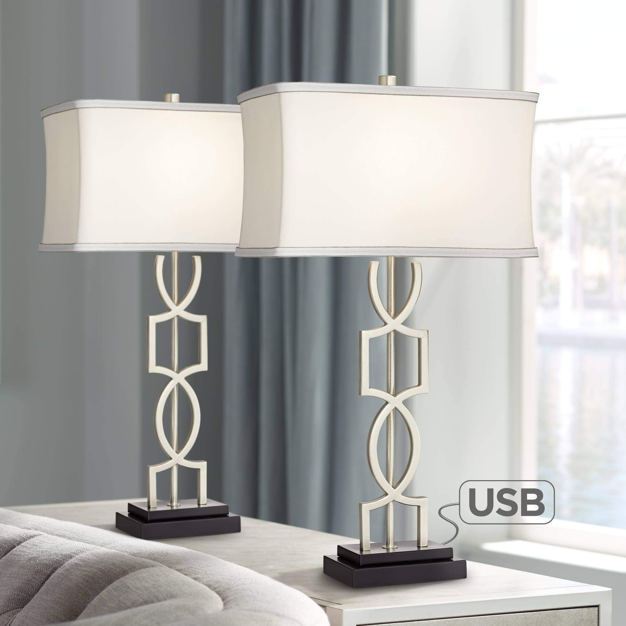 Buy 360 Lighting Evan Modern Table Lamps 28 1/2" Tall Set of 2 with USB