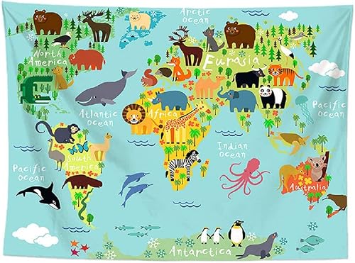 Izielad - Tapiz educativo con diseño de mapamundi para colgar en la pared para dormitorio o sala de estar, 39.4 x 59.1in disponible en Yaxa El Salvador