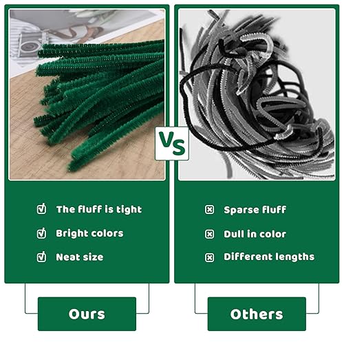 Miniatura 3 de 60 limpiadores de tuberías verdes, limpiadores de tuberías artesanales de Navidad, limpiadores de tuberías de felpilla, limpiadores de tuberías a