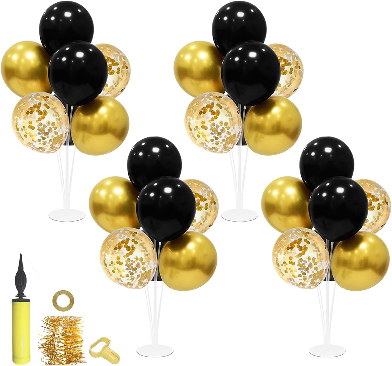 4 Pack Black Gold Balloon Stands Black Gold Table Decorations Party Decorations for Birthday Wedding Retirement Anniversary Father’s Day New 4 Pack Black Gold Balloon Stands Black Gold Table Decorations Party Decorations for Birthday Wedding Retirement Anniversary Father’s Day New
