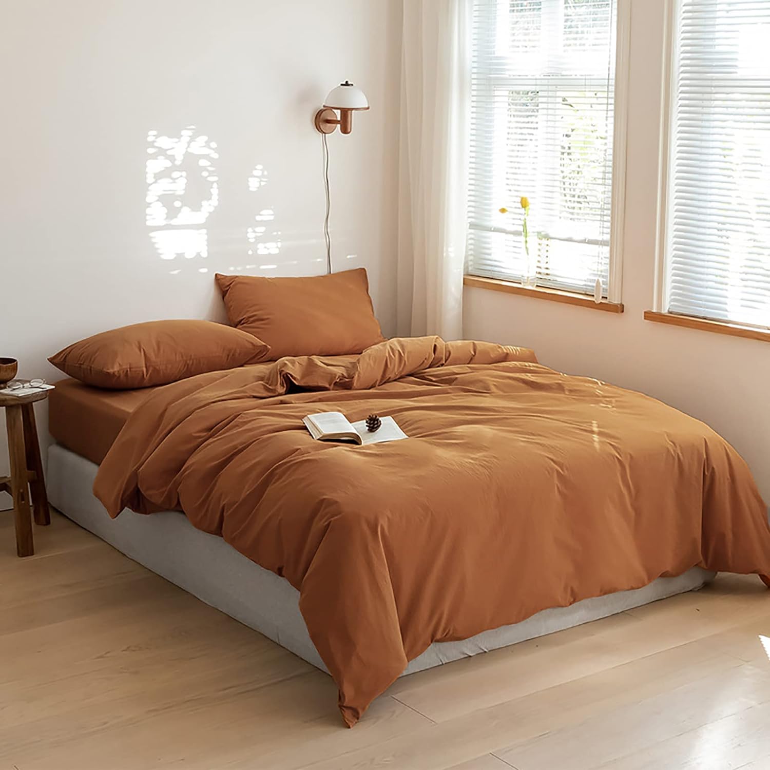 Luxlovery California King Pumpkin Comforter Rust Terracotta Bedding Set Cal King Caramel Burnt Orange Quilts Pumpkin Brown Comforter Set Women Men Cal King - Image 2