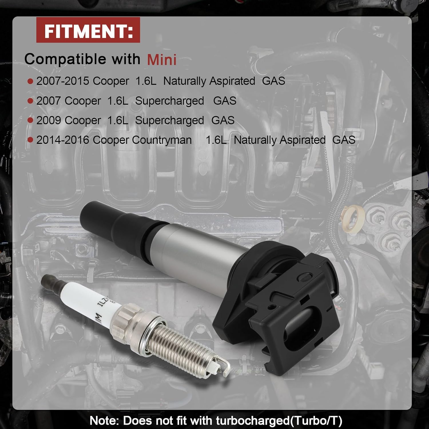 UF598 Ignition Coil Pack and Iridium Spark Plugs Set of 4 Compatible with Mini Cooper Cooper Countryman 2007-2016 1.6L L4 Replaces#C1692, GN10328
