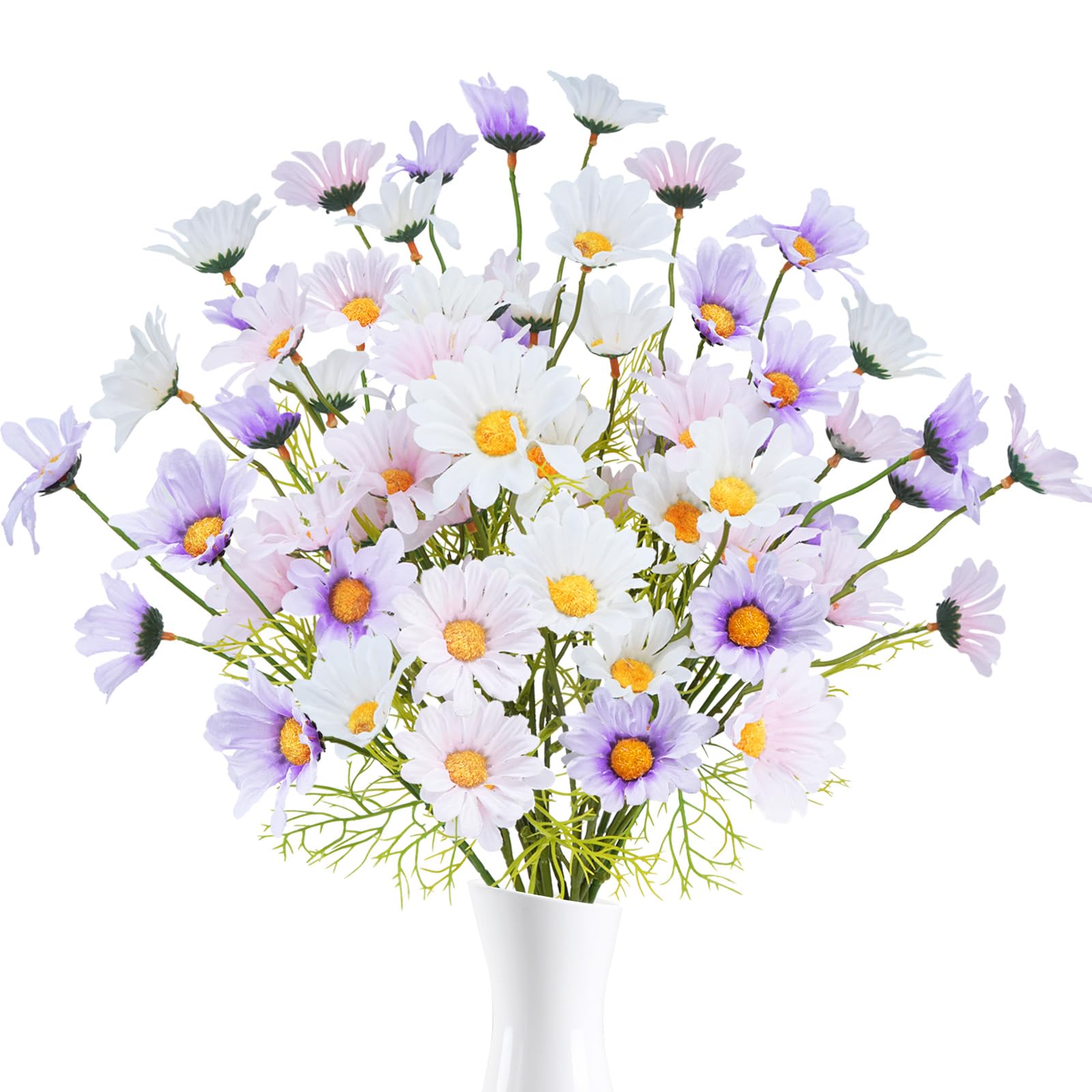 120 Fiori Artificiali Margherita Multicolore – Teste Di Fiore In Plastica Per Decorazioni Fai Da Te, Matrimoni, Centrotavola – Con Stelo Cavo - copertina