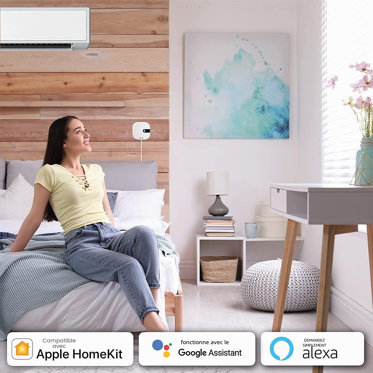 Sensibo Air - Contrôleur intelligent sans fil pour climatiseur. Installation facile. Confort optimal. Application pour contrôle Wifi auto du thermostat. Compatible Google, Alexa, Siri et Apple HomeKit