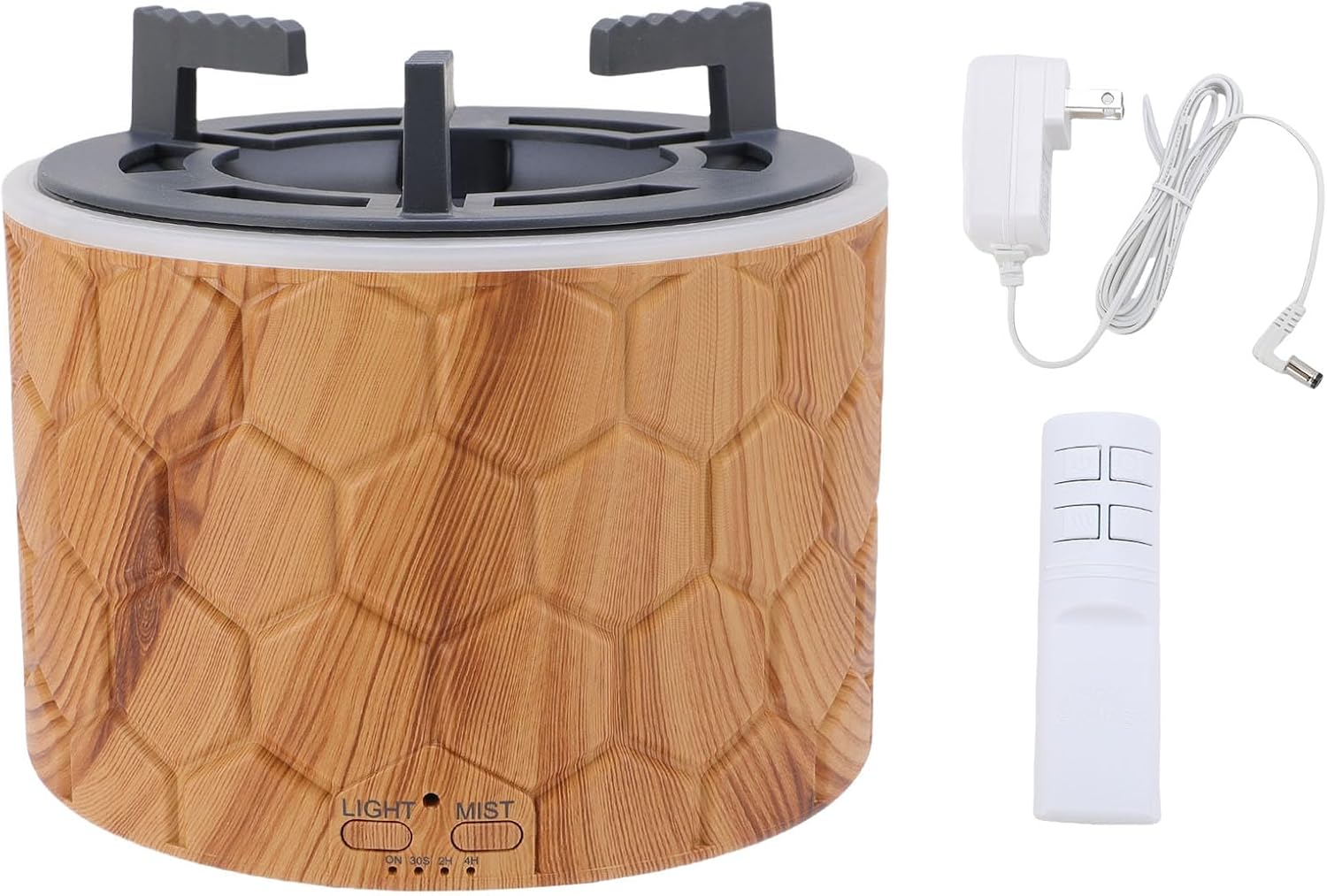Fire Flame Aromatherapy Diffuser Quiet 3 in 1 Essential Oil Diffuser Night Light 400ml Wood Grain Stove Shaped with Remote Control for Home Office Bedroom Yoga Studio PP ABS
