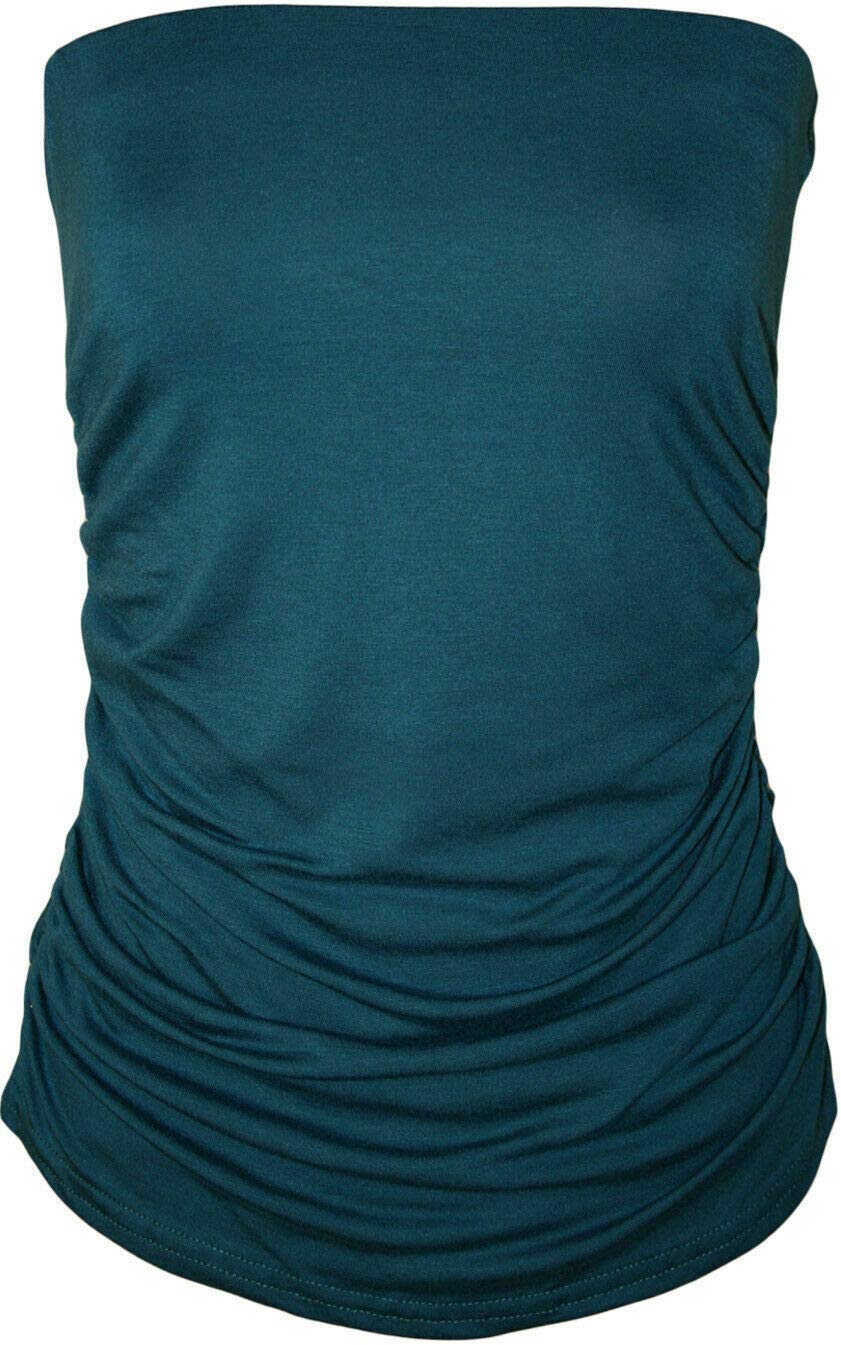 Women's Teal E-Communicationz Boob Tube Bandeau Strapless Sleeveless (, Xxl (Uk 18-20))
