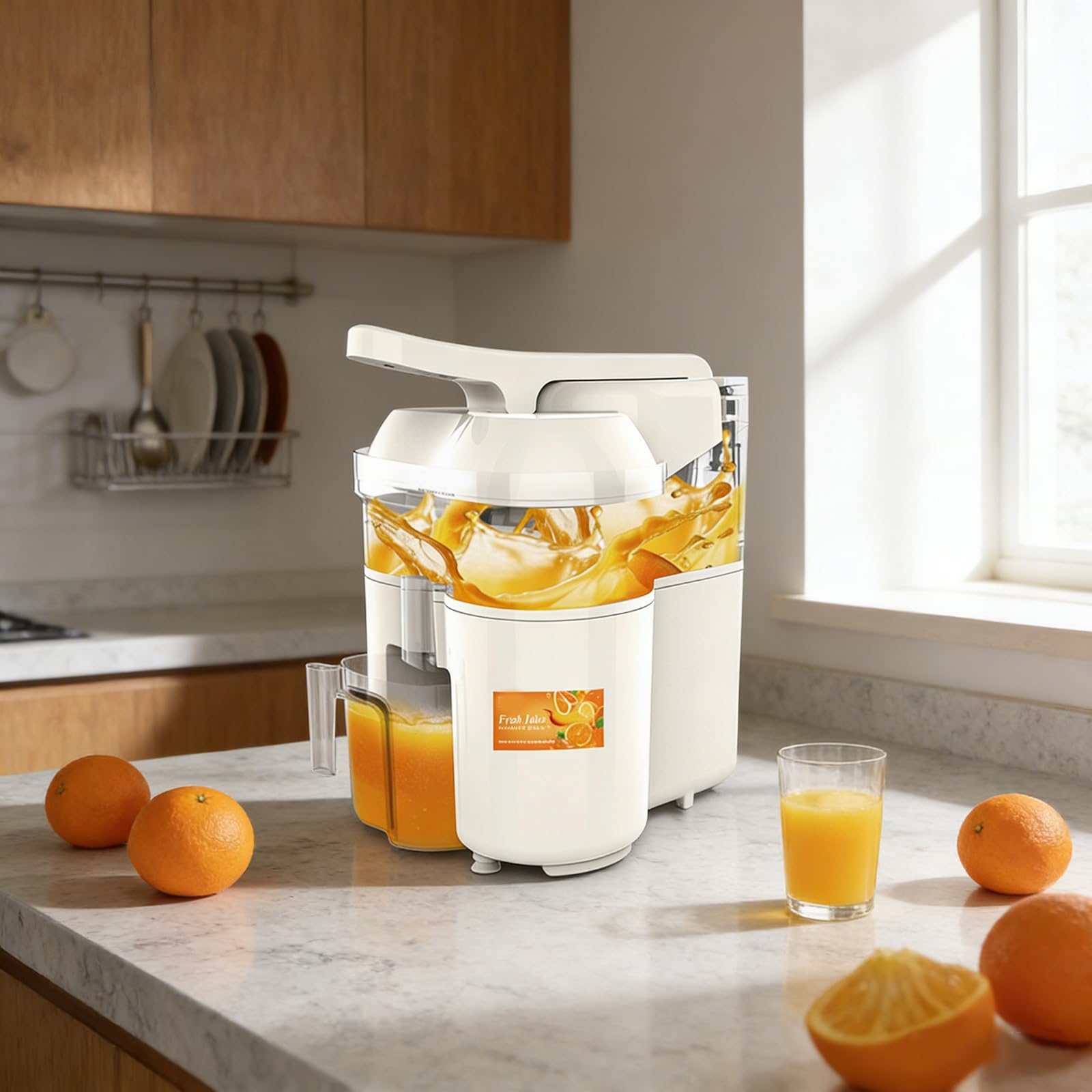 Exprimidor de naranjas de cabeza de alta eficiencia con separación automática de pulpa y alimentación USB para exprimidor rápido de desayuno