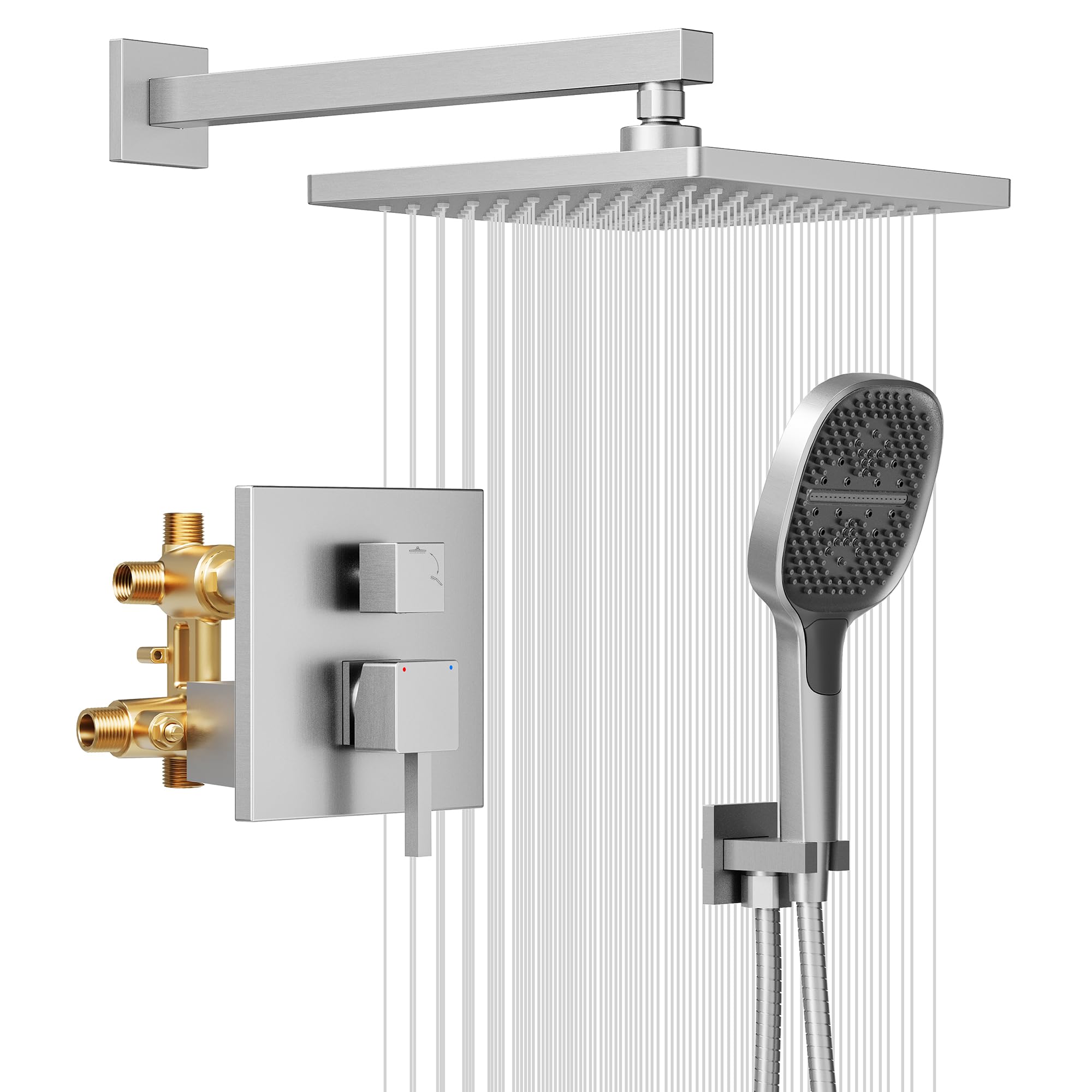 Dexmalle 10 Inch Shower Head Bathroom Luxury Rain Mixer Shower Complete Combo Set Wall Mounted - View #10