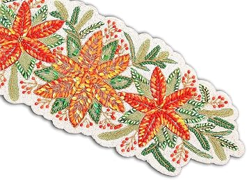 Handmade Table Runner, Beaded Floral Table Runner, Designer Table Topper 13X36 Inch