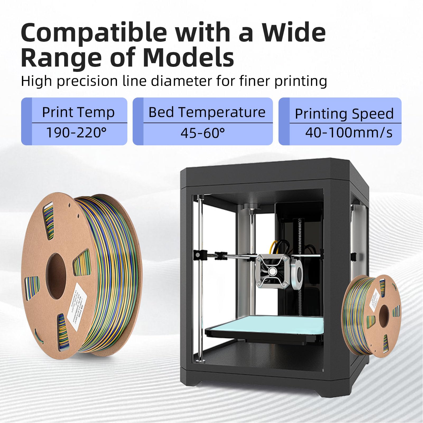 1,75 mm PLA Filament do drukarki 3D Wysoka wytrzymałość Żywe kolory Profesjonalny materiał do drukowania 3D do rękodzieła Dekoracje Złoty Niebieski Zielony Rolka 1 kg