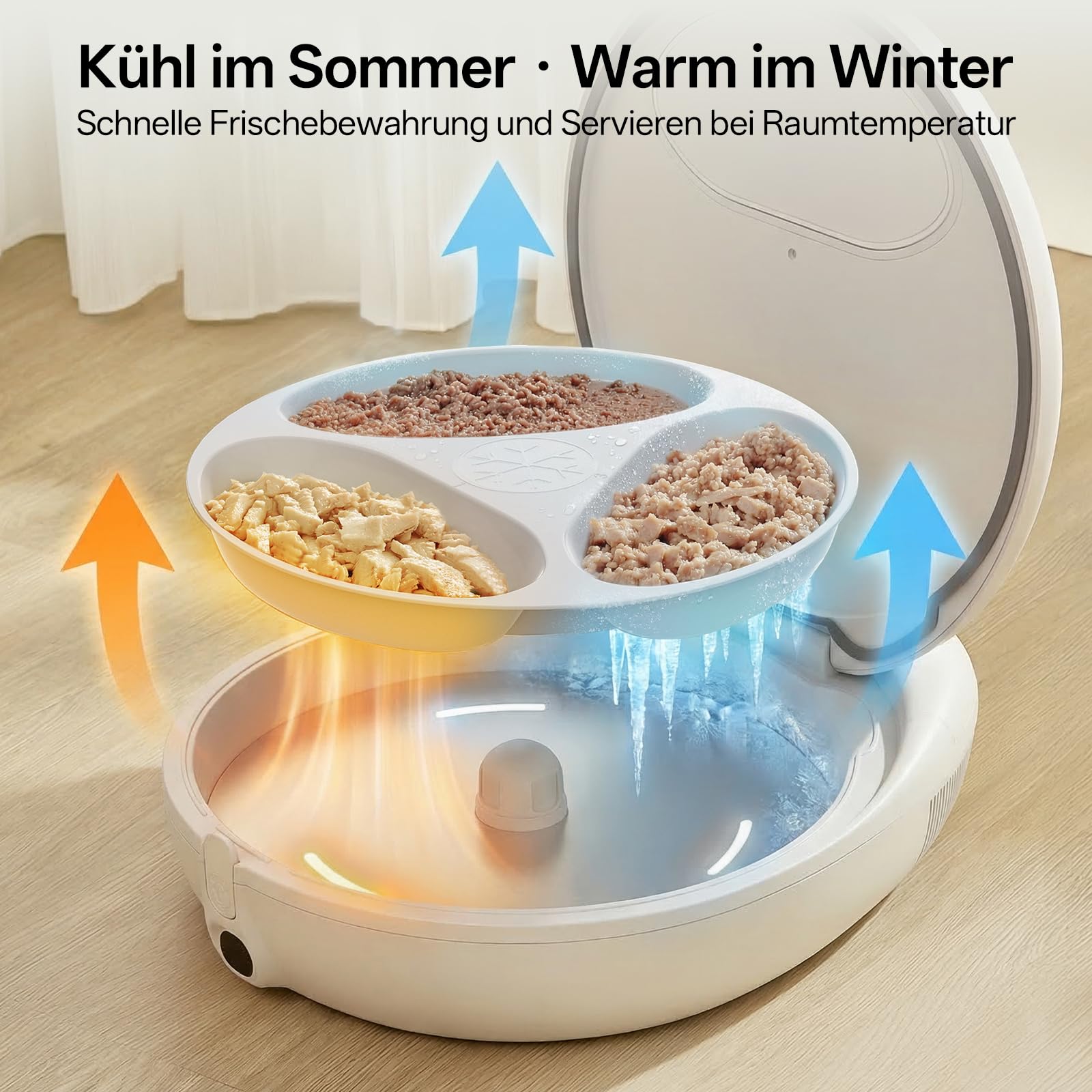 UBPET Futterautomat Katze Nassfutter, Dual-Temp mit Halbleiterkühlung & heizung, App gesteuerter Futterautomat Katze für Katzen & kleine Hunde, 24-Stunden-Frischhaltung