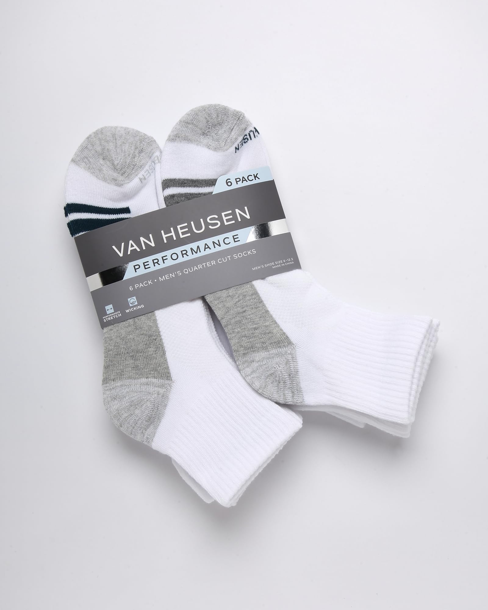 Van Heusen Calzini da uomo, confezione da 6 paia di calzini morbidi elasticizzati traspiranti imbottiti alla caviglia da uomo