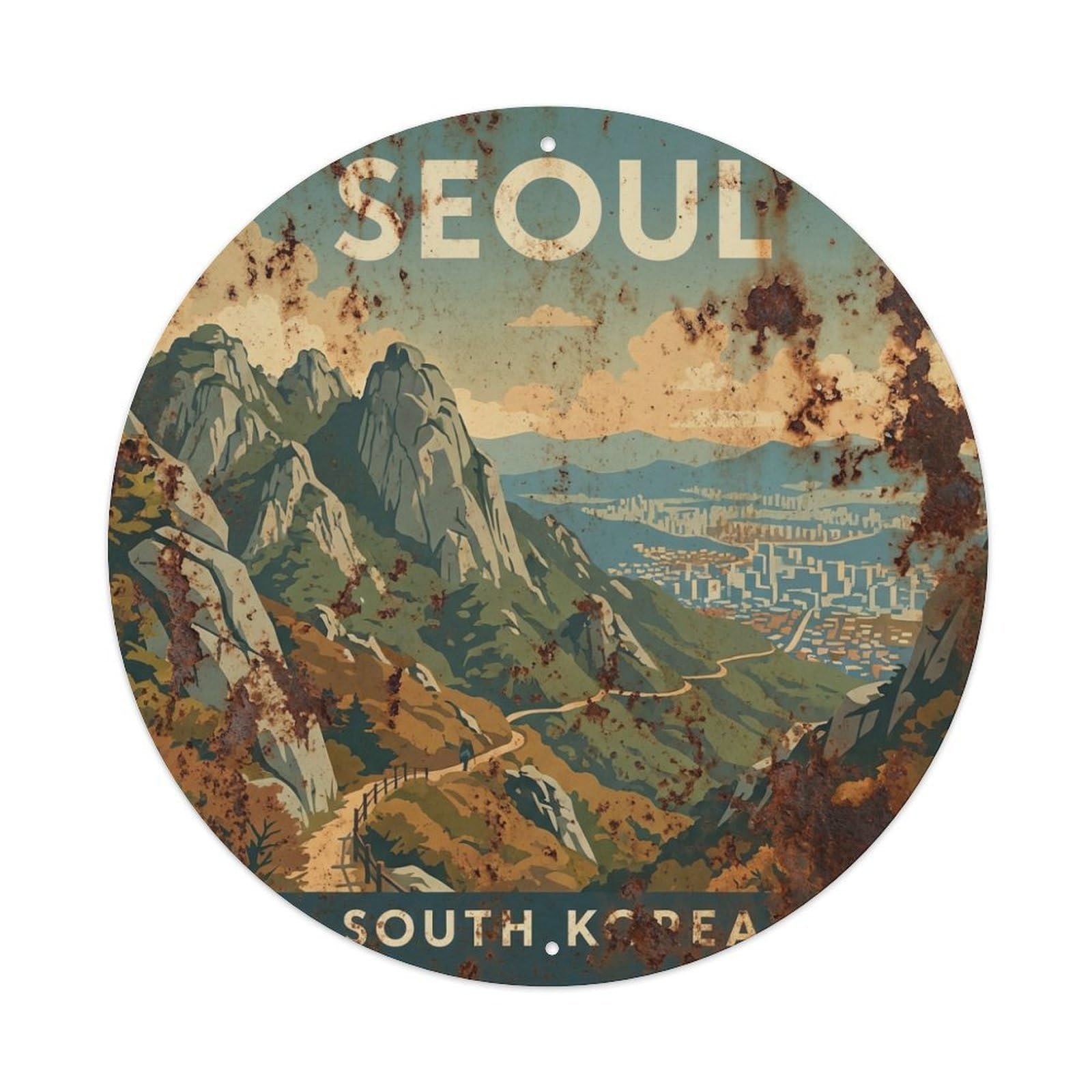 Metal Tin Sign Vintage Travel Seoul Korea