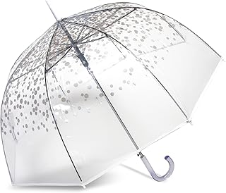 ShedRain Clear Bubble Umbrella – See Through, Rain & Windproof Umbrella - Perfect for Weddings, Prom, Graduation - Automatic Open, Silver Dots Design