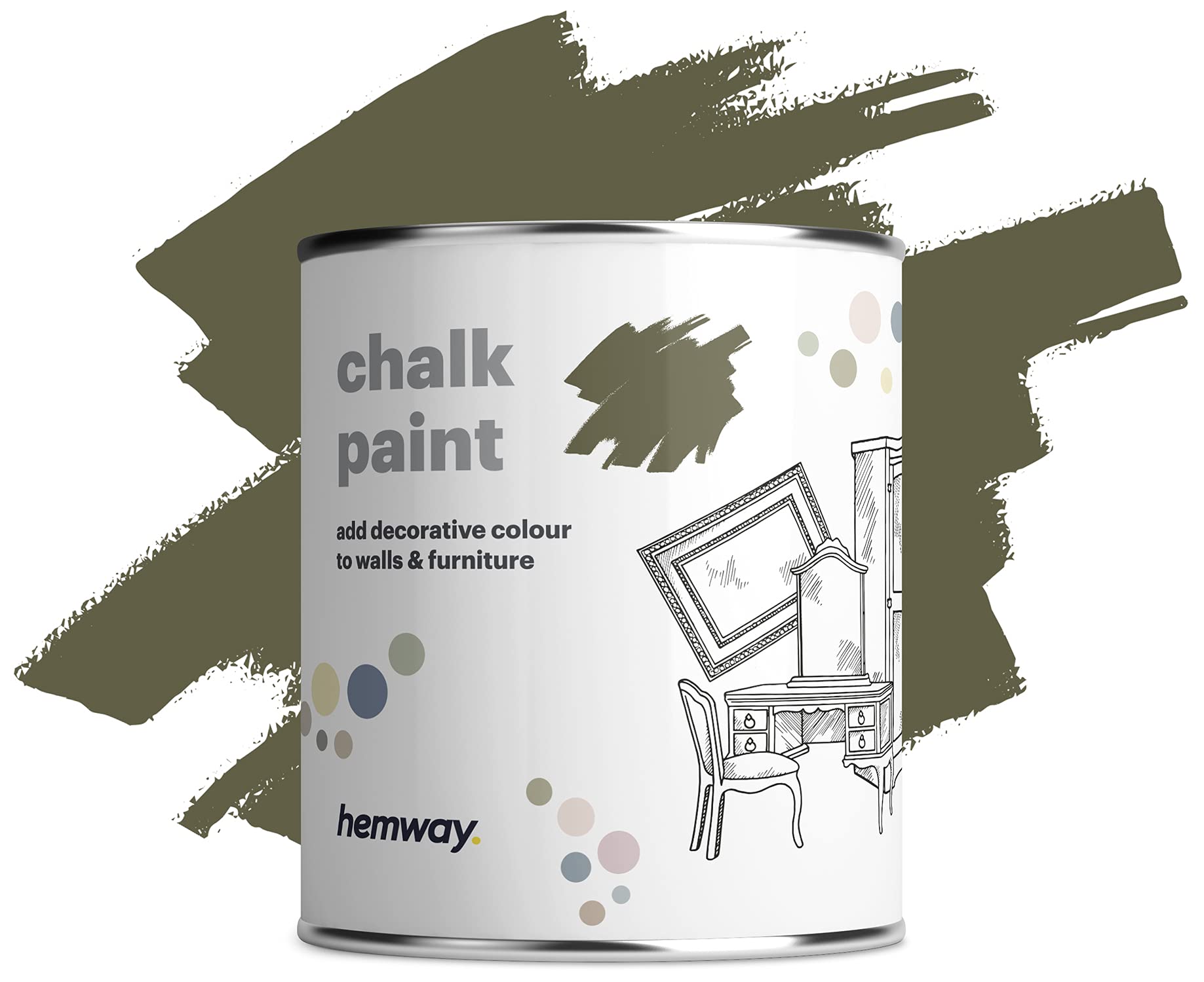 Buy Hemway Dark Moss Green Chalk Paint Matt Finish Wall and Furniture