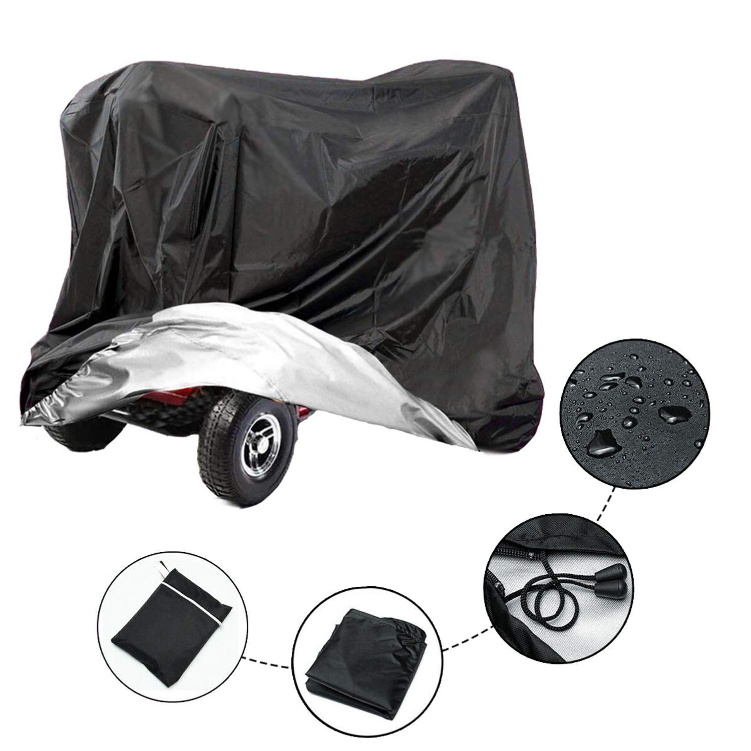 AMSAMOTION Mobility Scooter Storage Cover, Wheelchair Cover Waterproof for Travel Lightweight Electric Chair Cover Rain Protector from Dust Dirt Snow Rain Sun Rays