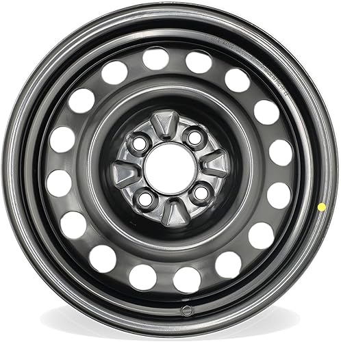 Rueda de acero individual de 15 pulgadas y 15 x 5.5 pulgadas para Nissan Versa 2013-2019 | Llanta de repuesto de diseño OEM | Acabado negro | Ajuste
