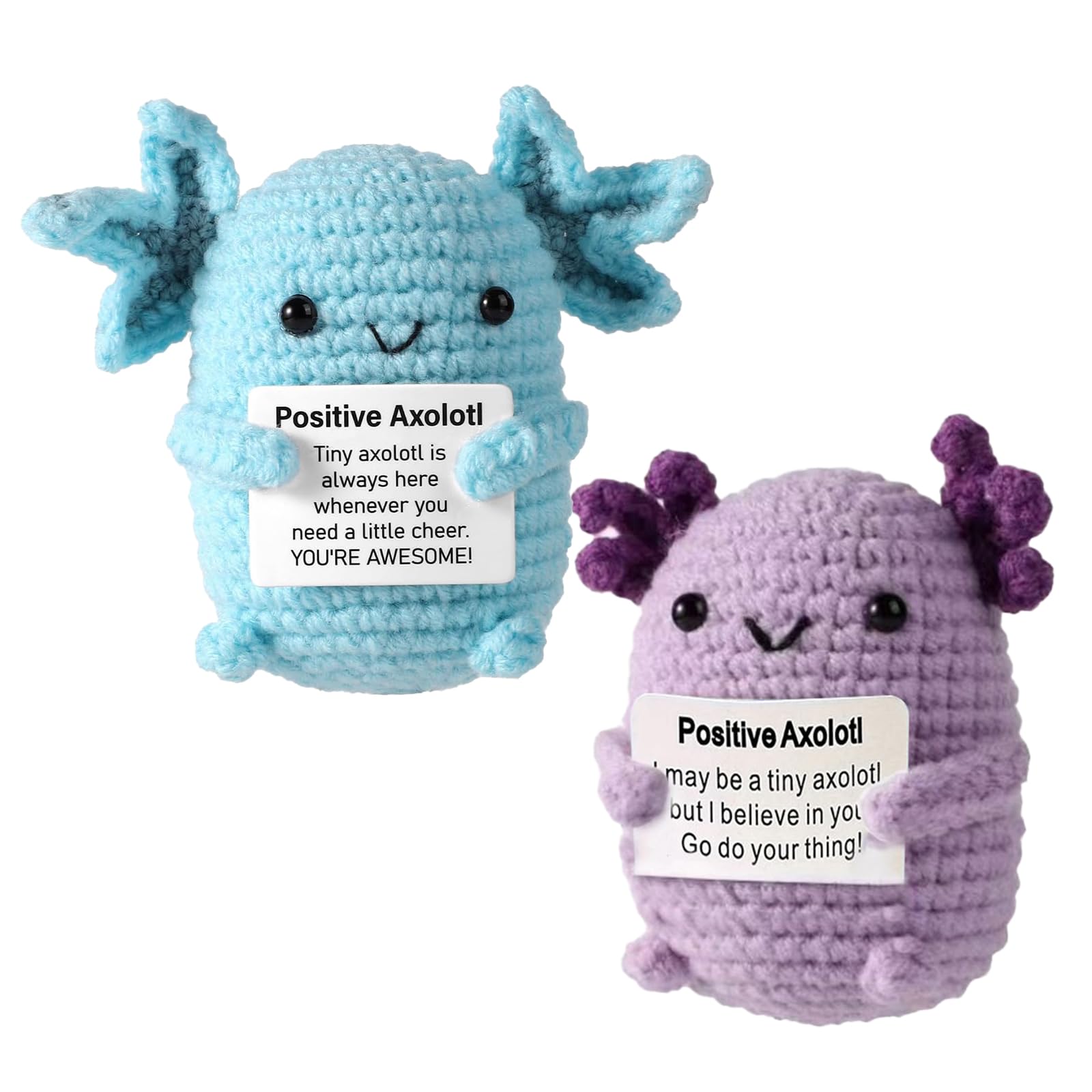 FunnAura 2 Pcs Positive Axolotl Crochet Emotional Support for Gift Toy