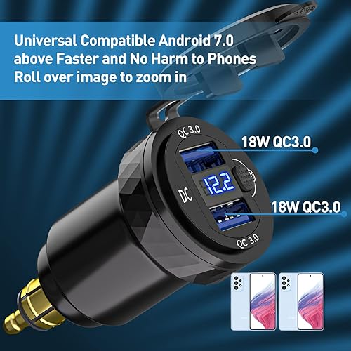 Miniatura 2 de Cllena DIN Hella Powerlet Plug a Dual Quick Charge 3.0 USB adaptador de cargador (azul)