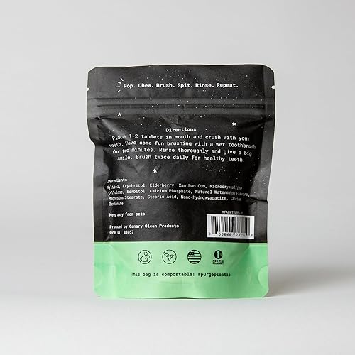 Miniatura 2 de Tabletas de pasta de dientes de sandía, paquete de repuesto, 240 unidades, compostables, resellables, sin plástico, aptas para viajes, veganas,