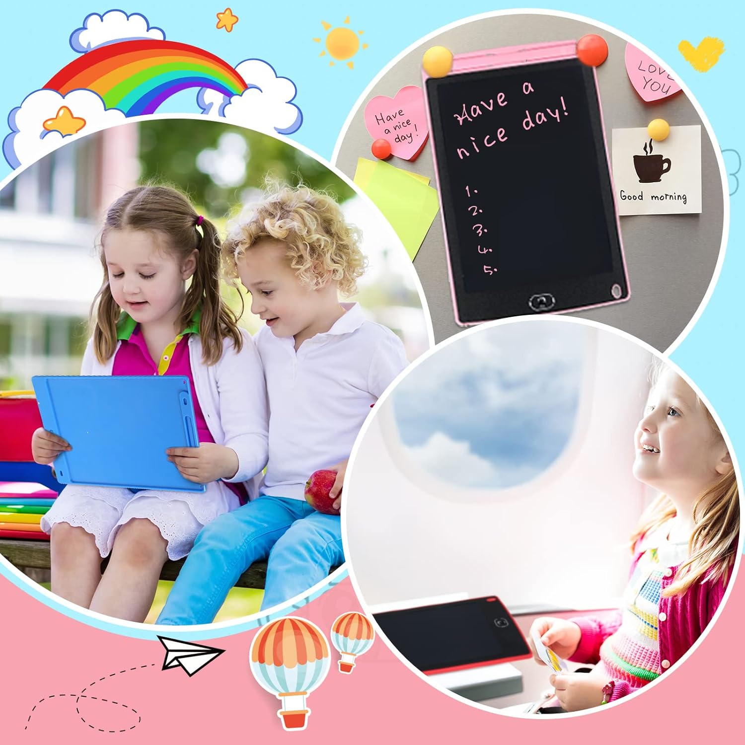 4 Pieces 10 Inch LCD Writing Tablet Doodle Board Electronic Toy Colorful Screen Doodle Drawing Pad for Kids Erasable Reusable Drawing Tablets Educational Learning Toy Christmas Gift(Black Frame) - Image 5