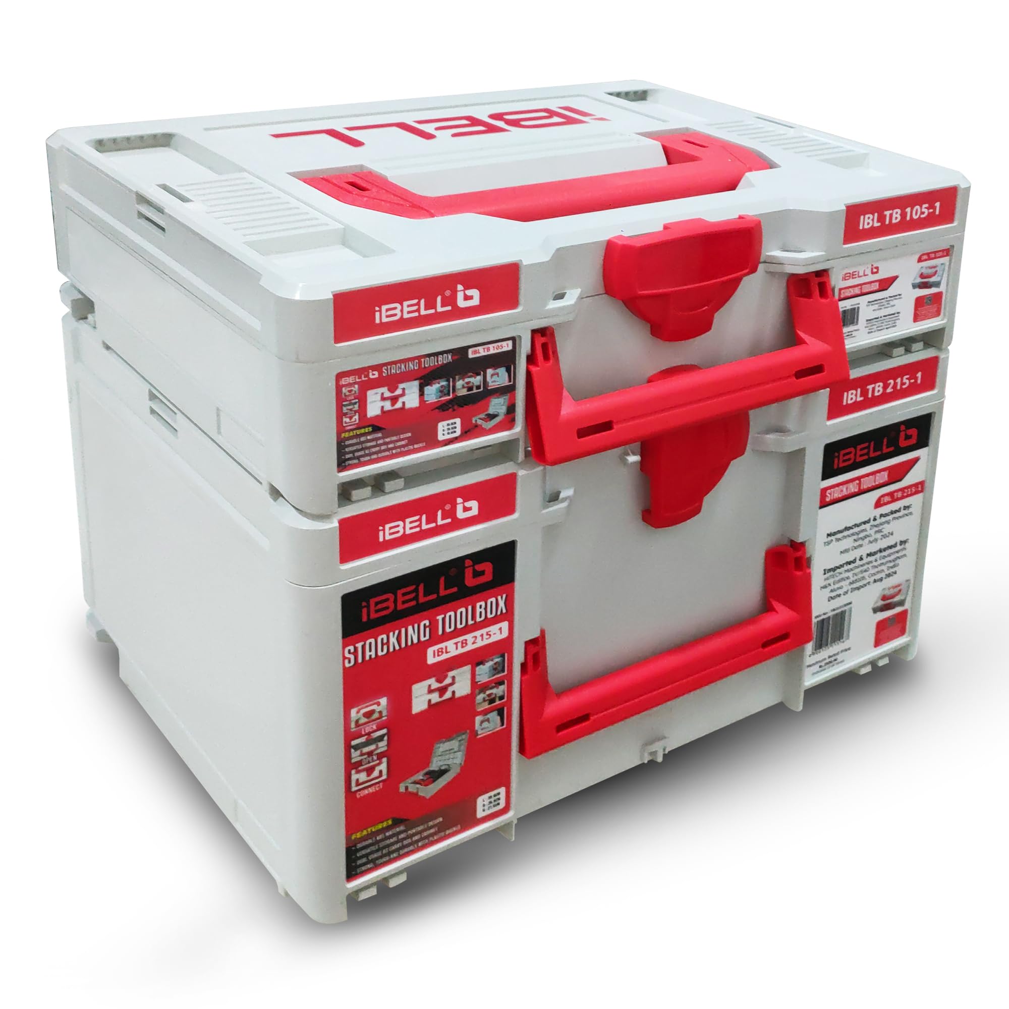 iBELL Dual Size Stackable Tool Storage Boxes - TB215-1 (Large) & TB105-1 (Medium) - Durable PC+ABS (B0DHCCBB6V) Amazon Price History, Amazon Price Tracker