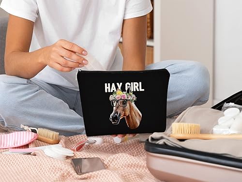 Miniatura 4 de BARPER - Bolsa de maquillaje de caballo con diseño de heno para niña, bolsa de maquillaje con diseño de flores de granja, la mejor idea de regalo