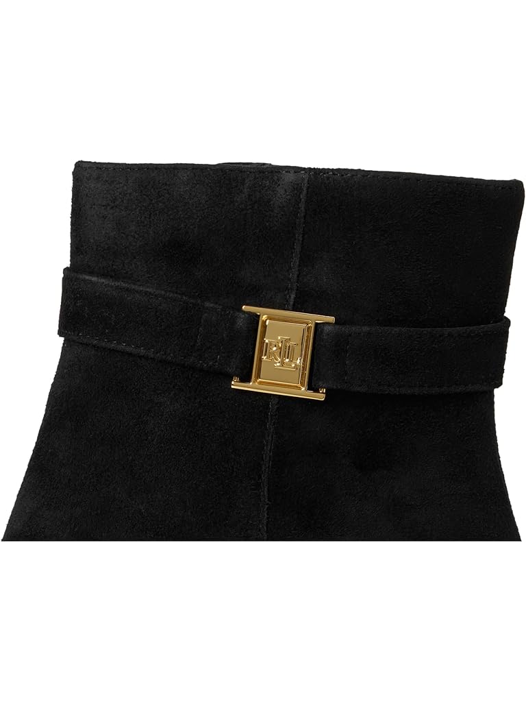 Black Lauren Ralph Lauren Kellie Suede Bootie Heel