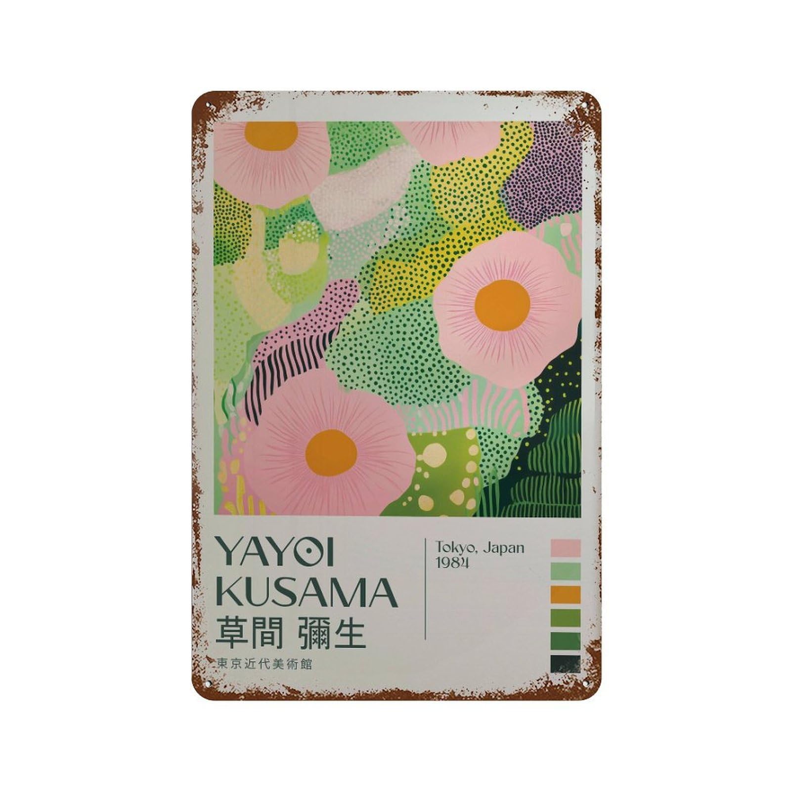 xiaoxiaoshen Yayoi Kusama Modern Japandi Livingroom. Exhibition Maximalist Wall Decor Art Metal Tin Poster Modern Home Decor Art Home Bar Shop Decorations Vintage Sign 30x20cm