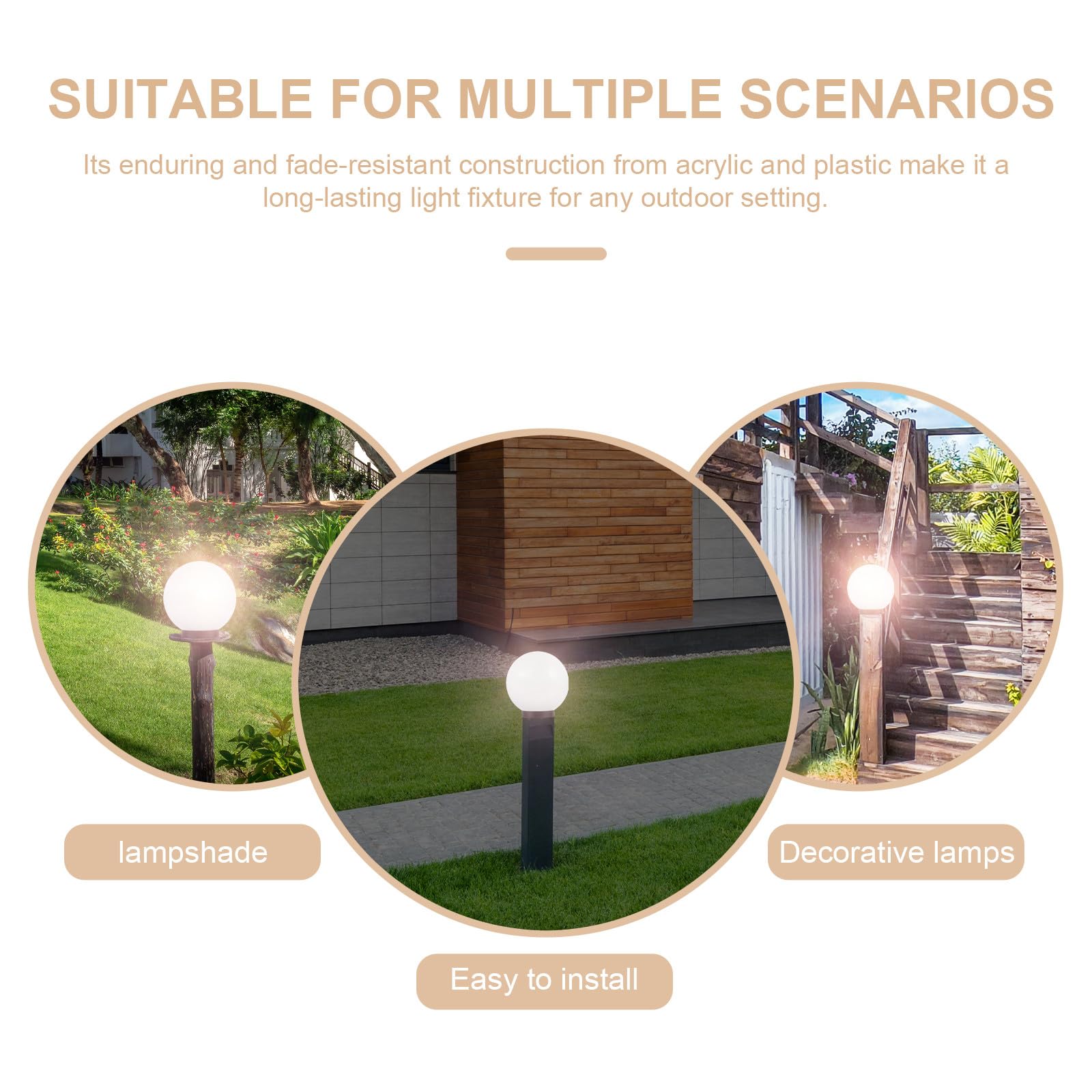 Hohopeti Wetterfeste Runde Outdoor Lampenschirm Ersatz Globe Lamp Shade für Gartenlaterne und Veranda Korrosionsbeständig Kunststoff Lichtabdeckung für Außenbeleuchtung Zufällige Farbe