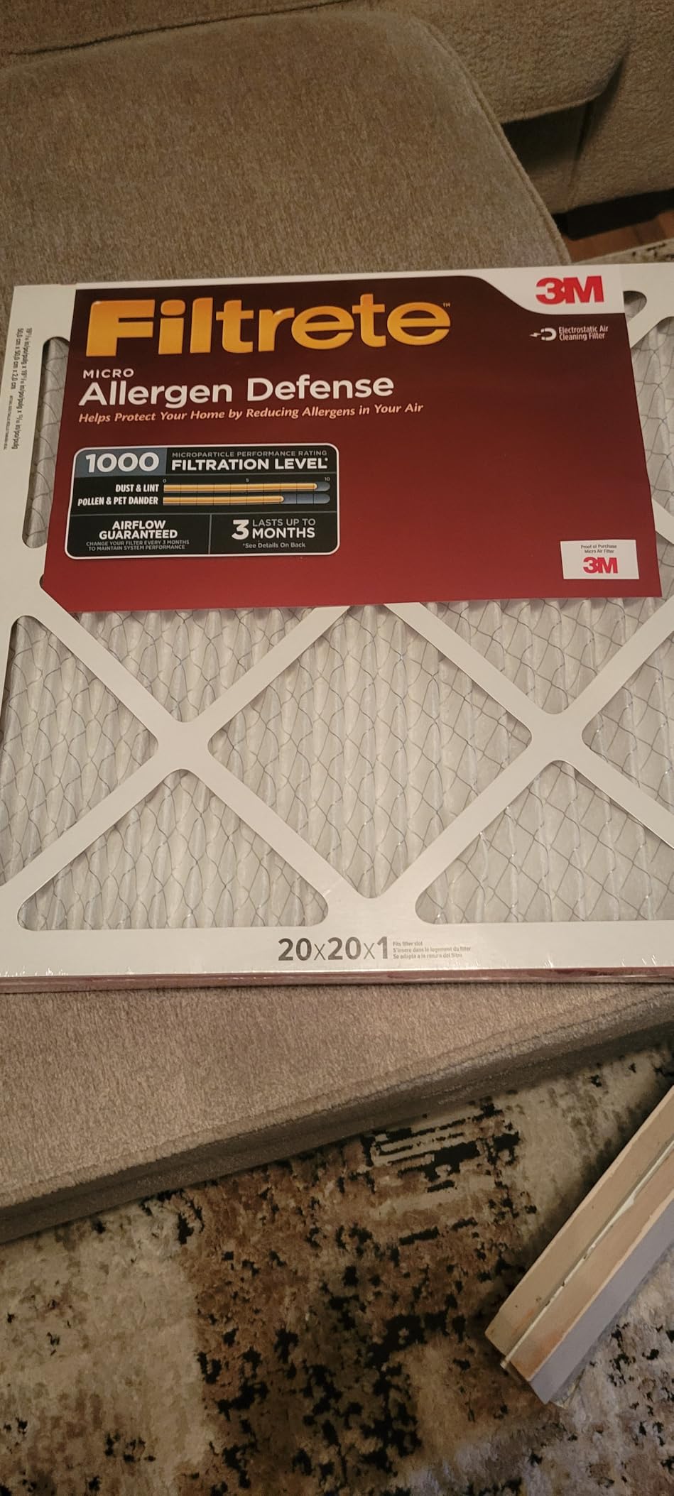 3M Filtrete 16x25x1 Air Filter, Allergen Defense Micro Allergen, MERV 11, MPR 1000 (4- Pack) photo review