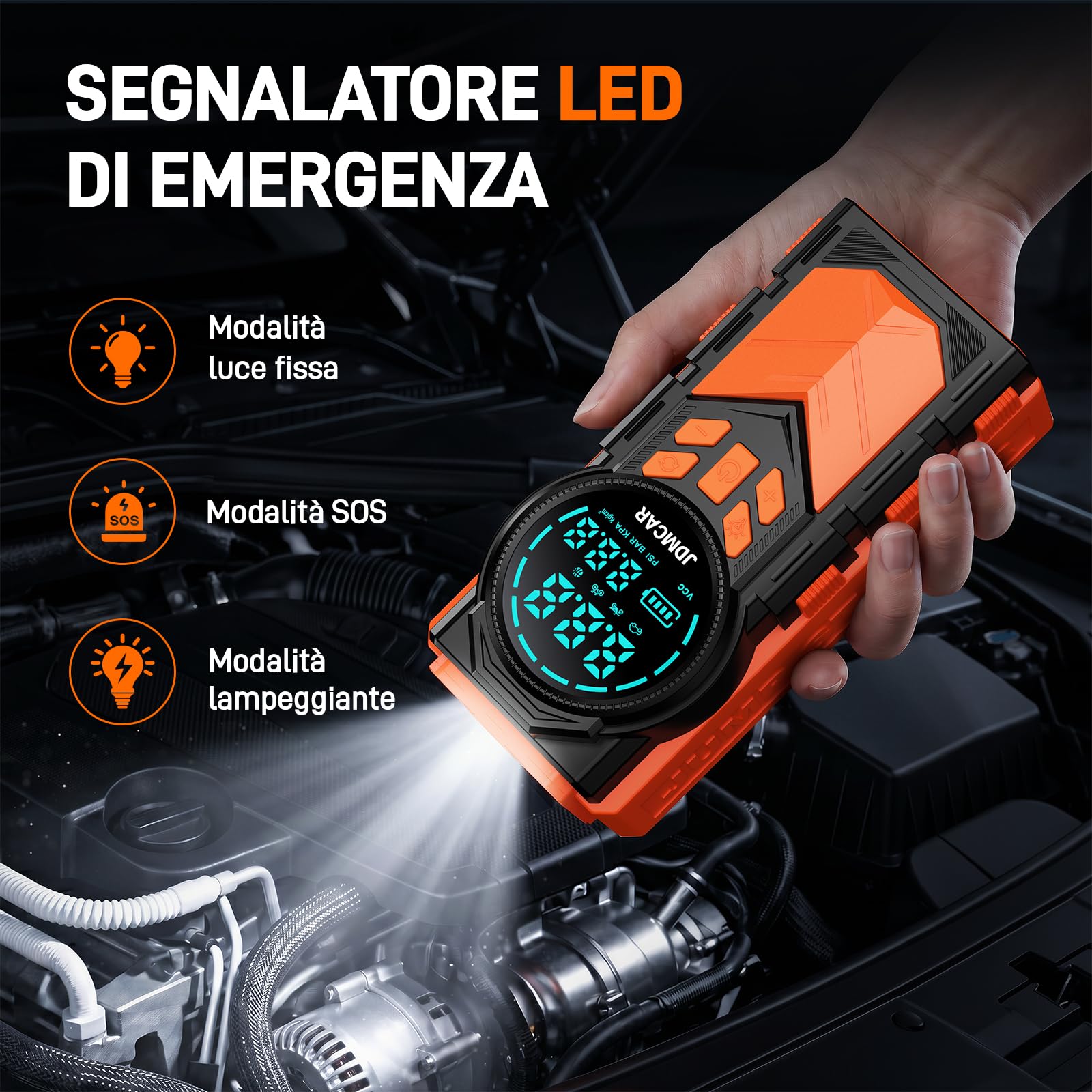 JDMCAR Arrancador de Coches con Compresor, Inflador de Neumáticos, Jump Starter Arrancador de Baterias de Coche