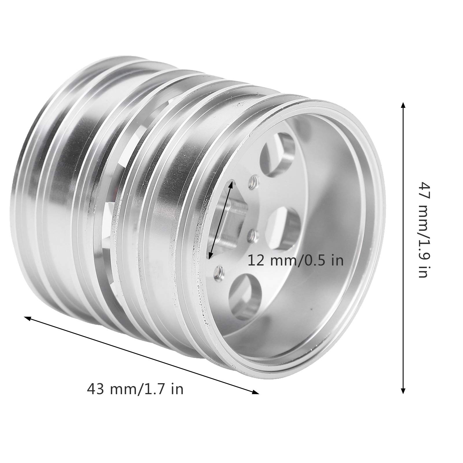 RC Car Wheel Rims,Aluminium Alloy RC Trailer Front Rear Wheels Rims Hubs with 7 Spokes Compatible with 1/14 Tractor Truck Upgrade Accessories(Rear)