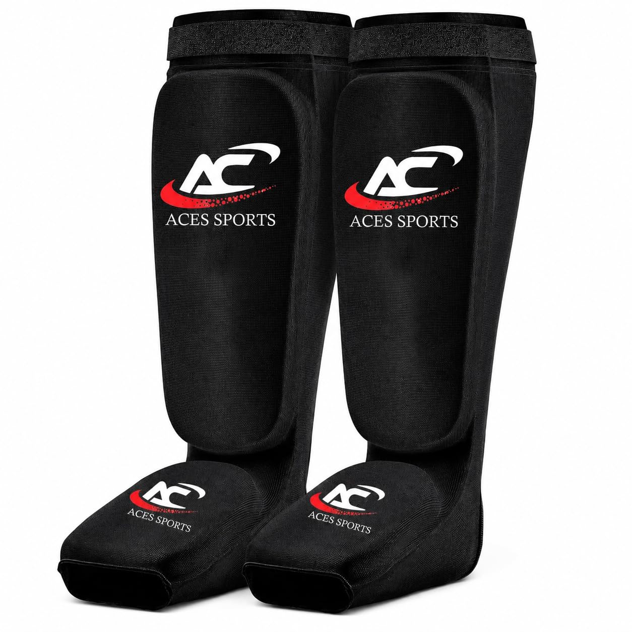 Shin Guard - Professional Muay Thai Shin Guards - Thick Leg & Foot Shin Instep Guard - Protective Sparring Gear for MMA, Taekwondo, Karate, Kickboxing (M)