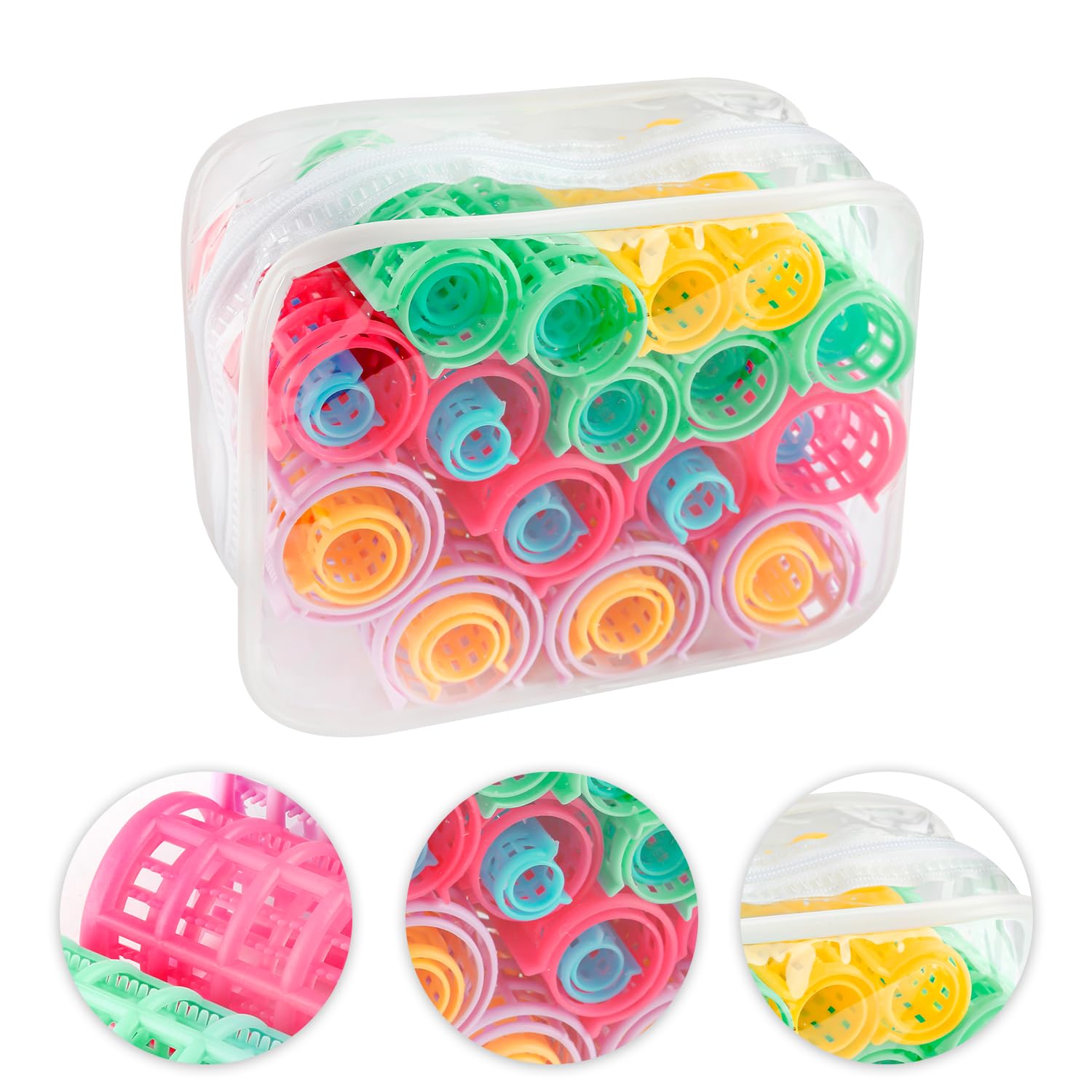 Bojueshaw 30pcs Self Grip Plastic Hair Rollers, 5 Sizes, No Heat, Snap On, Multi-colored, Curly Hair, Rods - Image 3