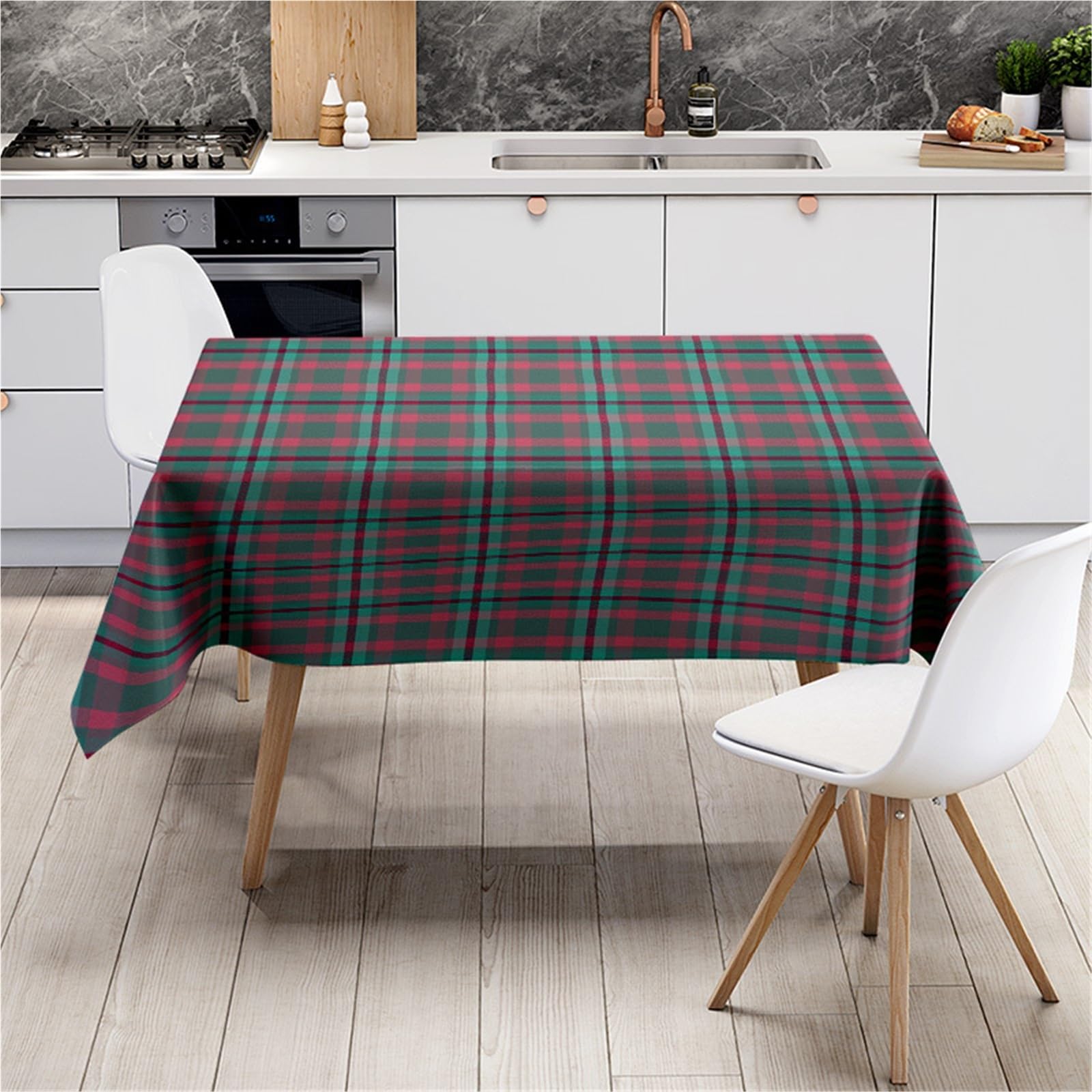 Manteles Vichy Mantel a Cuadros Perfecto for decoración de Comedor, Tela a roja/Verde, algodón, Lavable a máquina