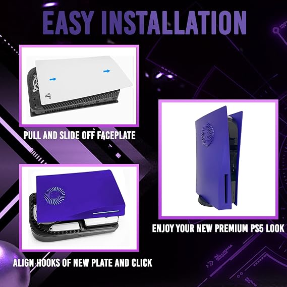 ElitePlay Galaxy Purple PS5 Faceplate with Cooling Vents Cover Replacement Plates Shell Accessory for Playstation 5 Disc Edition