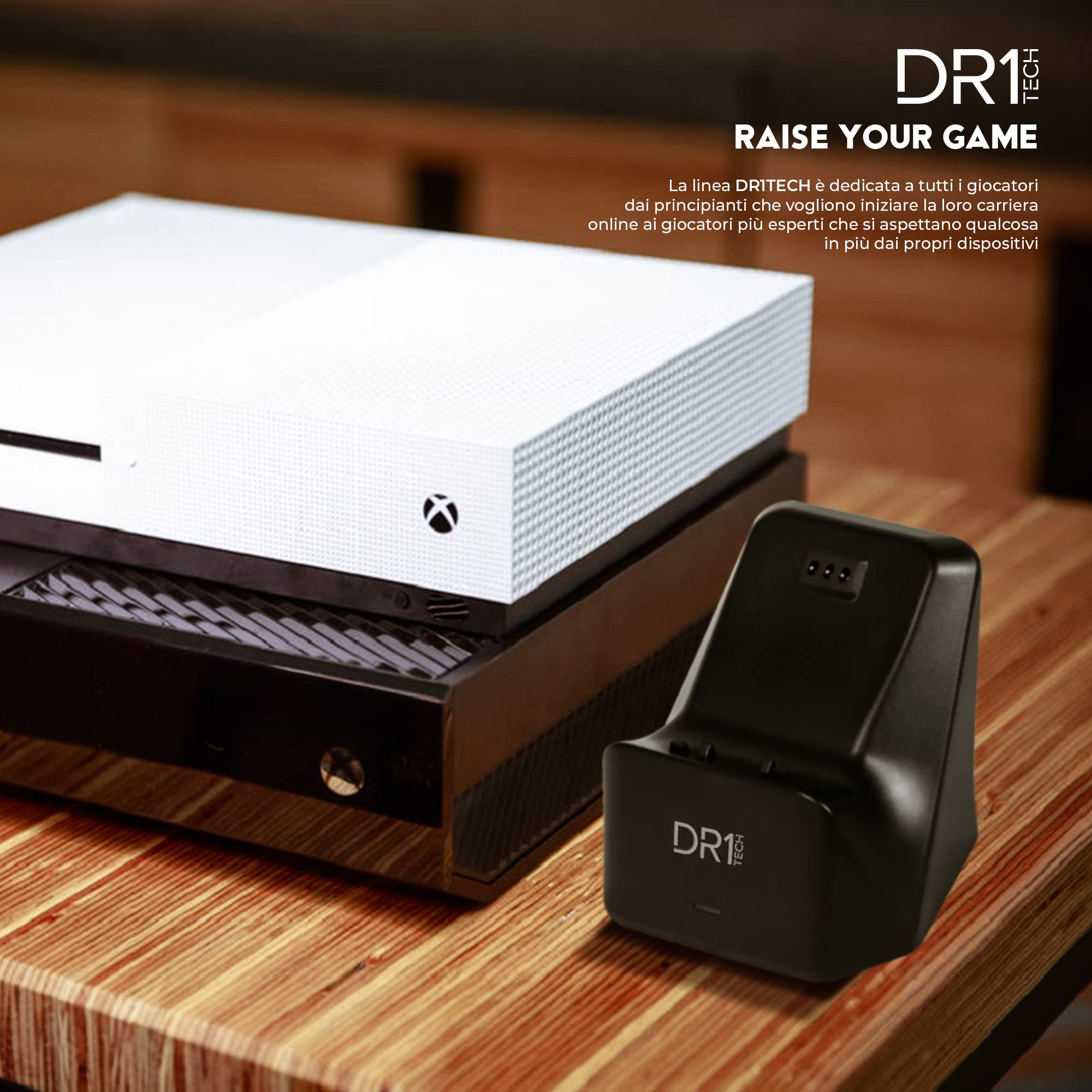 DR1TECH PowerSetX Stazione di Ricarica Rapida per Controller XBOX One X/S, Series X/S + Batteria 1200 mAh - Accessori per XBOX (Controller NON Incluso) [Amazon Exclusive]