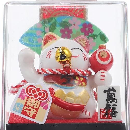 Miniatura 7 de Lucky Cat Figurines Japanese Style Fortunate Cat with Base Feng Shui Waving Arm Cat Car Dashboard Statue for Store Company Opening Supplies