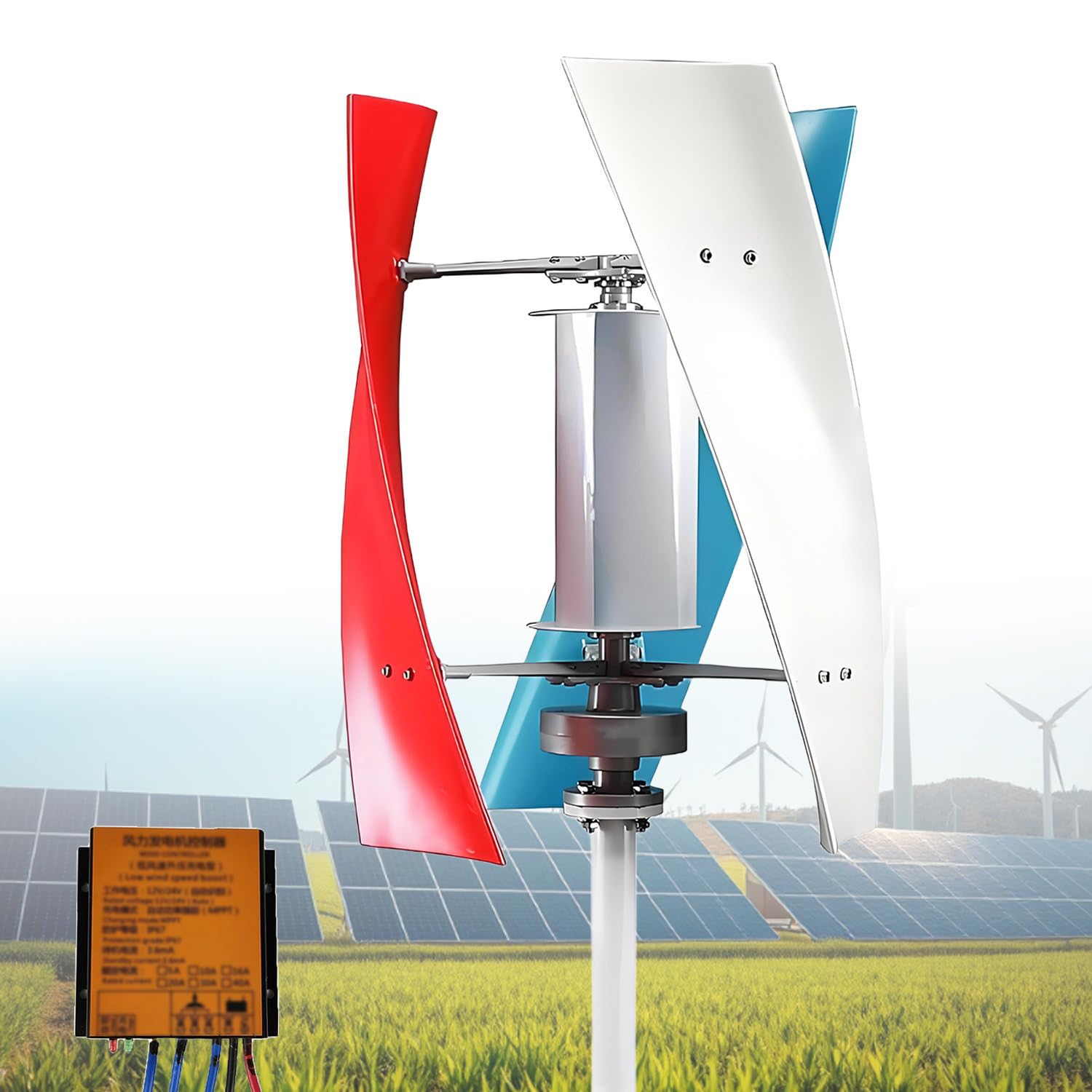 GLBMXDD Low Speed Vertical Wind Power Turbine Generator, Wind Turbine Kit 200W-Threecolor24V