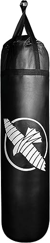 Hayabusa Saco de boxeo pesado de cuero de ingeniería, sin relleno, negro, 5 pies