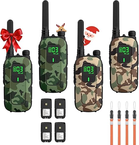 Radioddity FS-T3 Walkie Talkies para adultos y niños de largo alcance, paquete de 4 unidades de radio bidireccional recargable Walky Talky FRS, 22