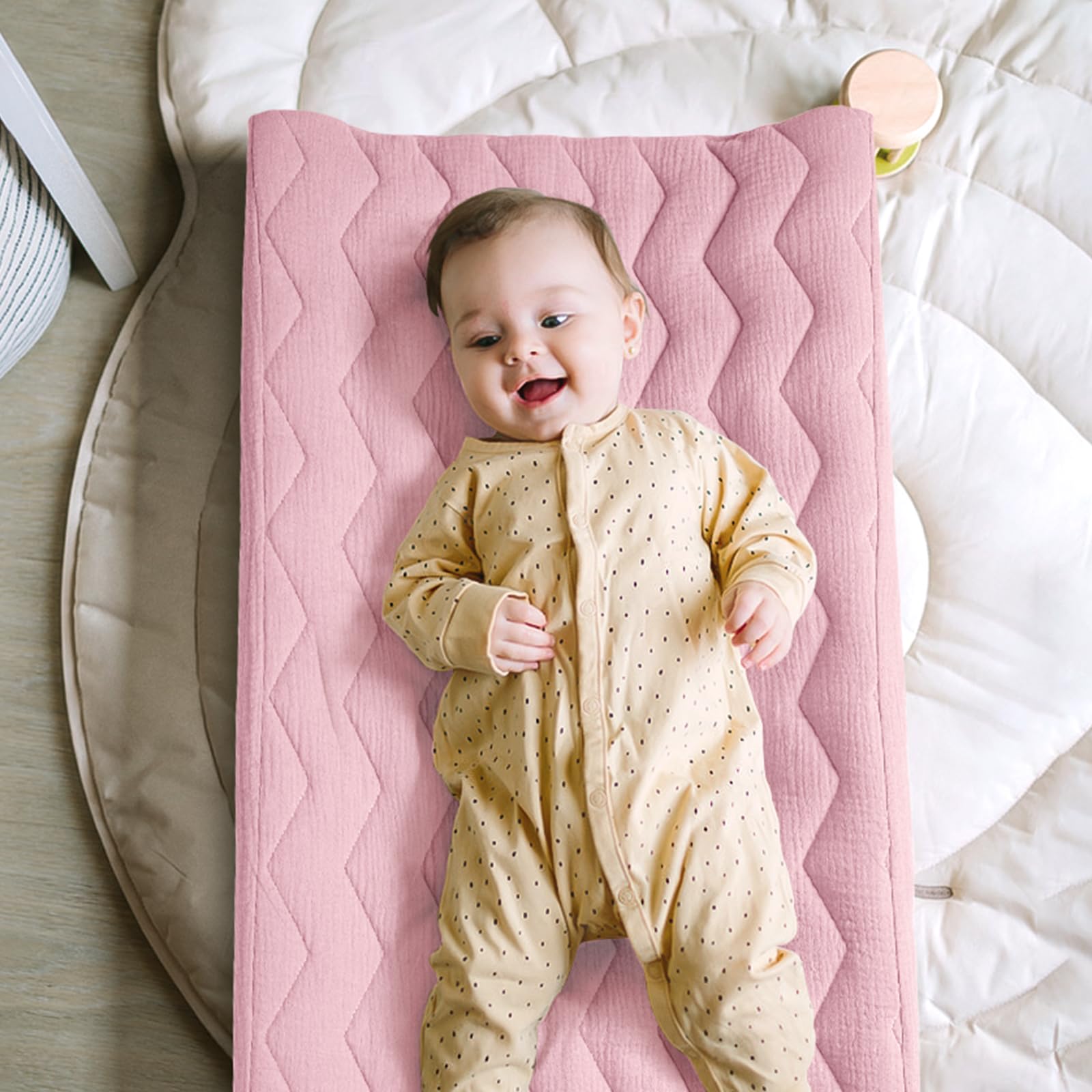 lulumoon Copertura per fasciatoio in mussola, trapuntata, in cotone, morbida, per bambini e bambine