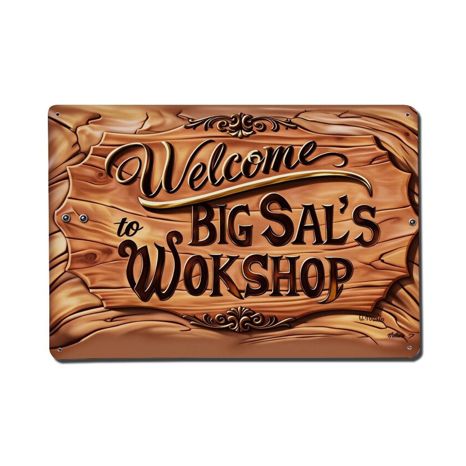 Wooden Style Sign With Elegant Script Tin Sign Vintage Metal Poster, Home Bar Garage Man Cave Cafe Indoor & Outdoor Wall Decoration 8x12Inches