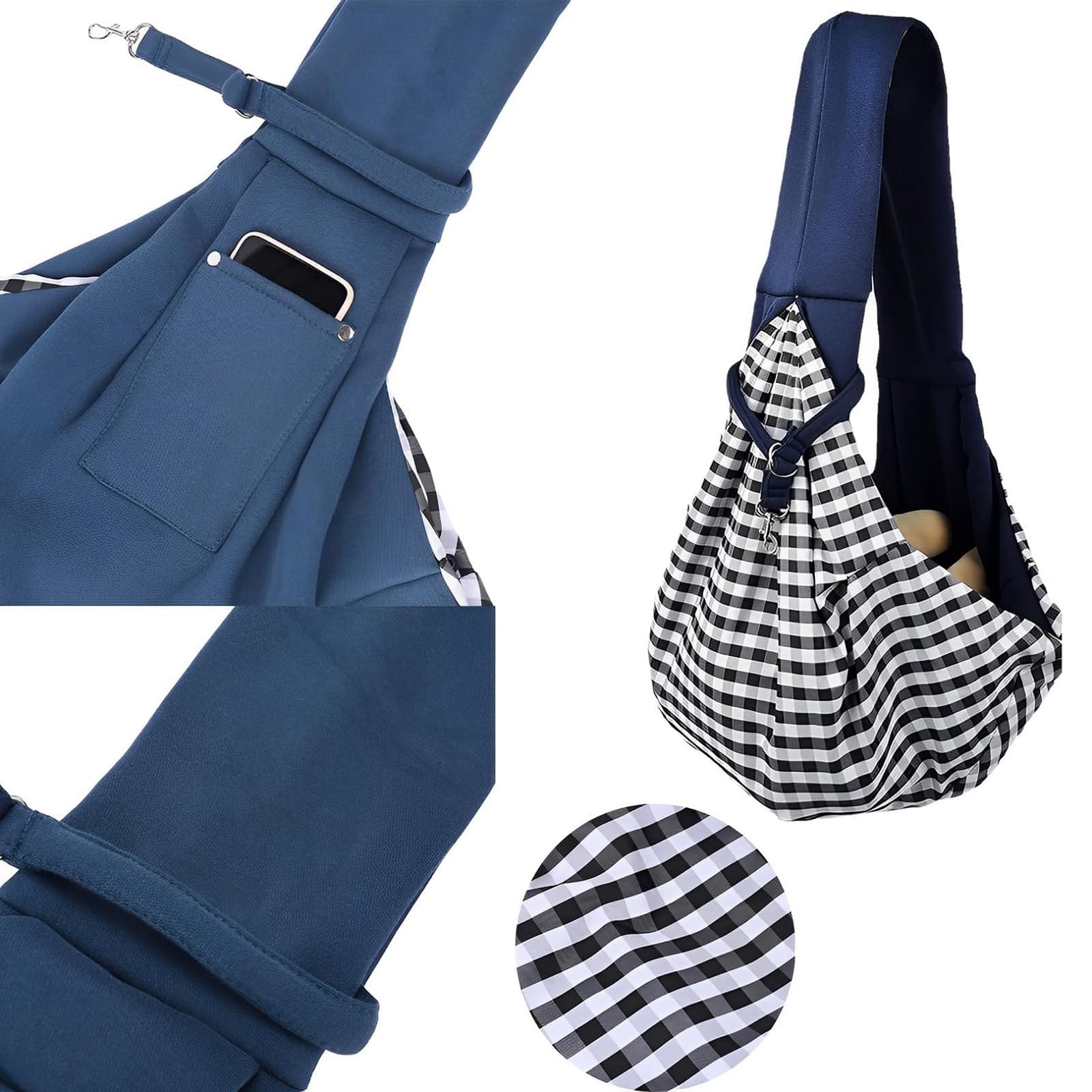 Dog Sling, Puppy Carrier, Dog Carry Bag, Puppy Sling, Puppy Sling Carrier Small Dog, Reversible Carrier and Hand - Free Pet Sling Carrier Walking Outdoor Travel, for Cats, Dogs (Dark Blue) - Image 3