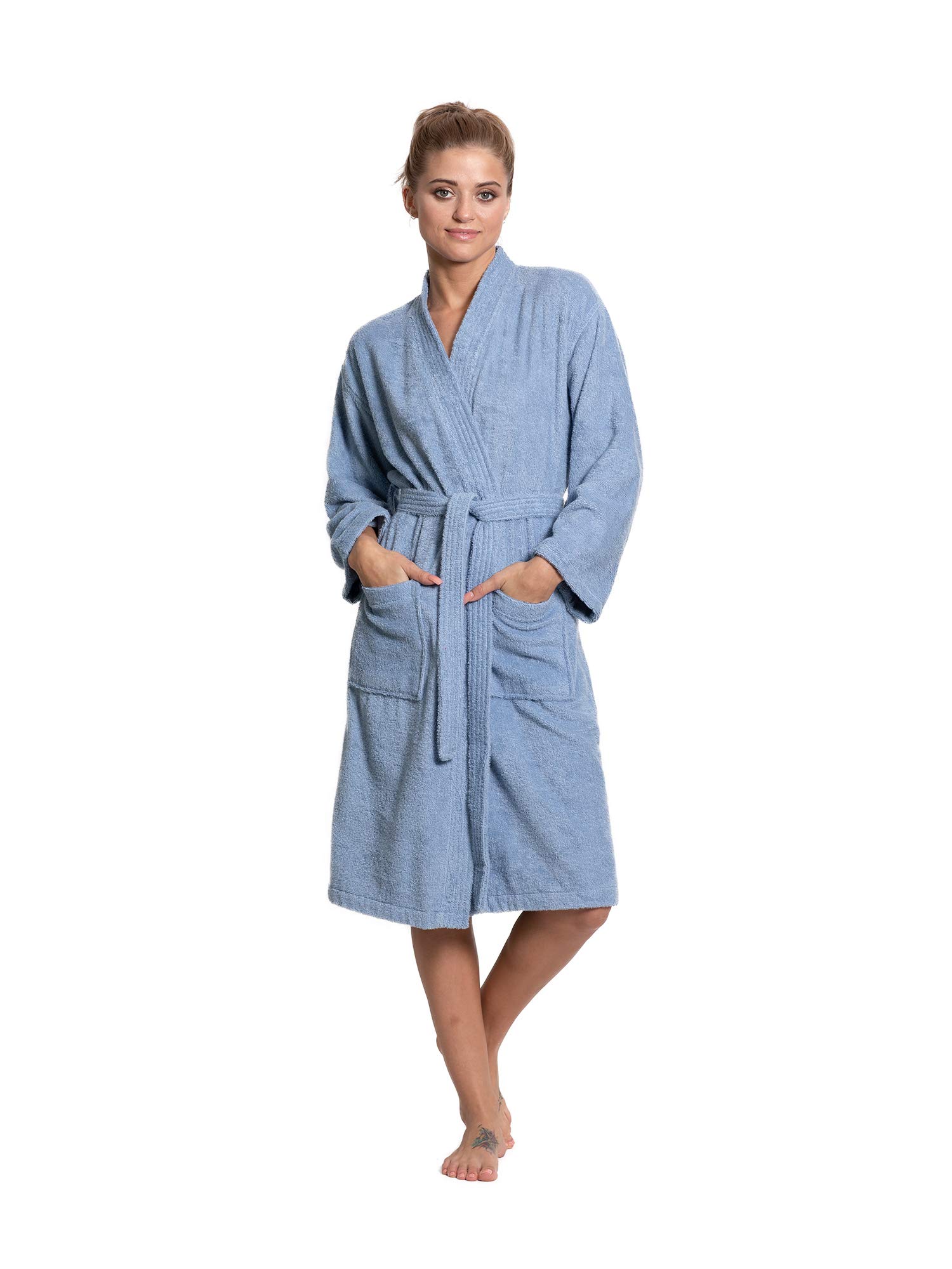 Turkuoise Soft Absorbent Towel Robe 100 Cotton Turkish Terry Cloth Kimono Bathrobes for Women