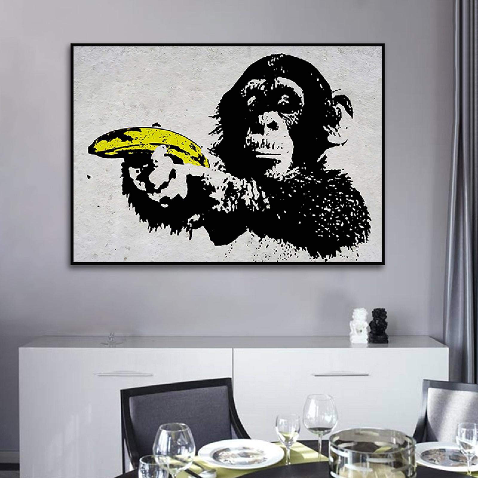 Amazon.co.jp: 面白い壁アート猿のポスターとプリント黒類人猿猿バナナ