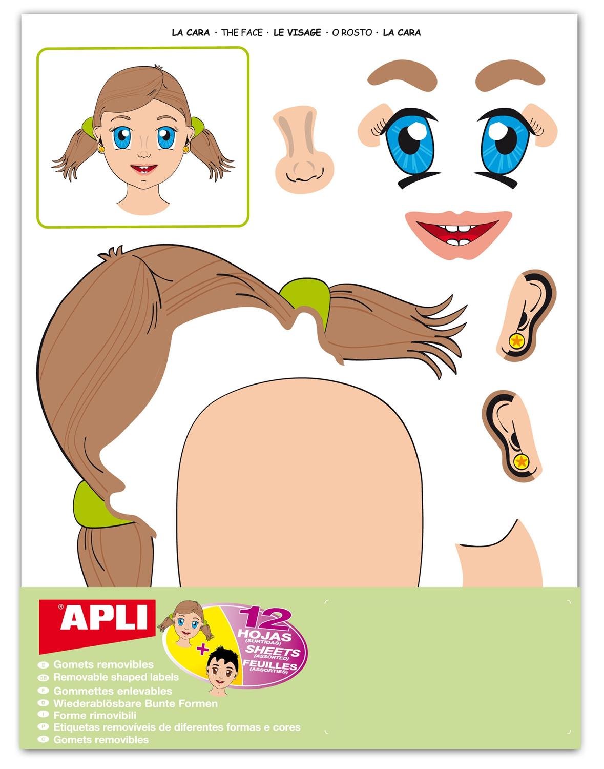 APLI Kids 11927 - Removable Themed Stickers - Face - 12 Sheets of Stickers