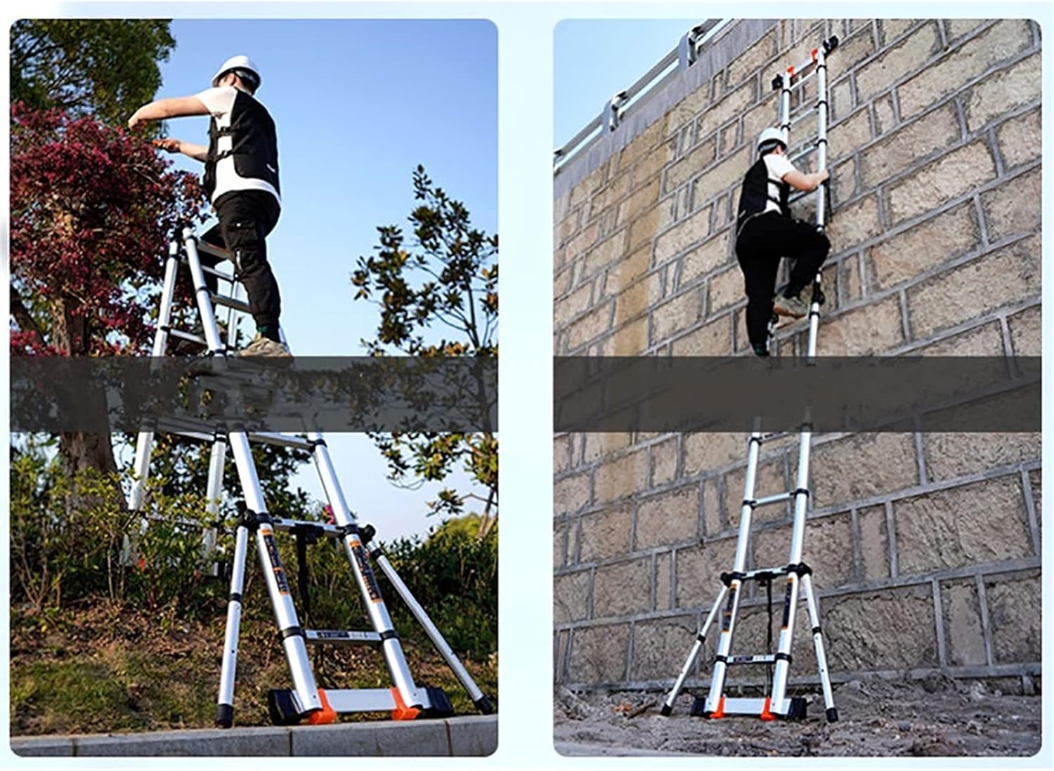 Ladders Telescopic Ladder,Extension Ladder, Multi Purpose Telescoping Extension Ladder A Frame Heavy Duty Aluminum Telescopic Step Ladder for Household Daily Engineering 330lb EN131 Certifie