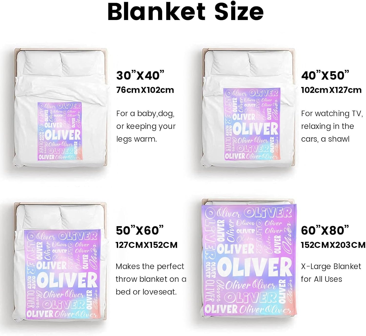 Dr.TOUGH Personalized Blanket and Throw Customized Name Blanket for Kids Adult Custom Blanket with Name Personalized Gifts for Christmas Birthday Valentines Day Gift